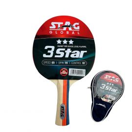 Stag 3 Star Table Tennis Racket - Red,Black