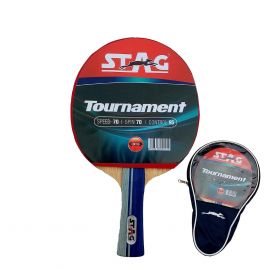 STAG Global Beginner ITTF Approved Rubber Tournament Table Tennis Racquet, Multicolour, 156 Grams